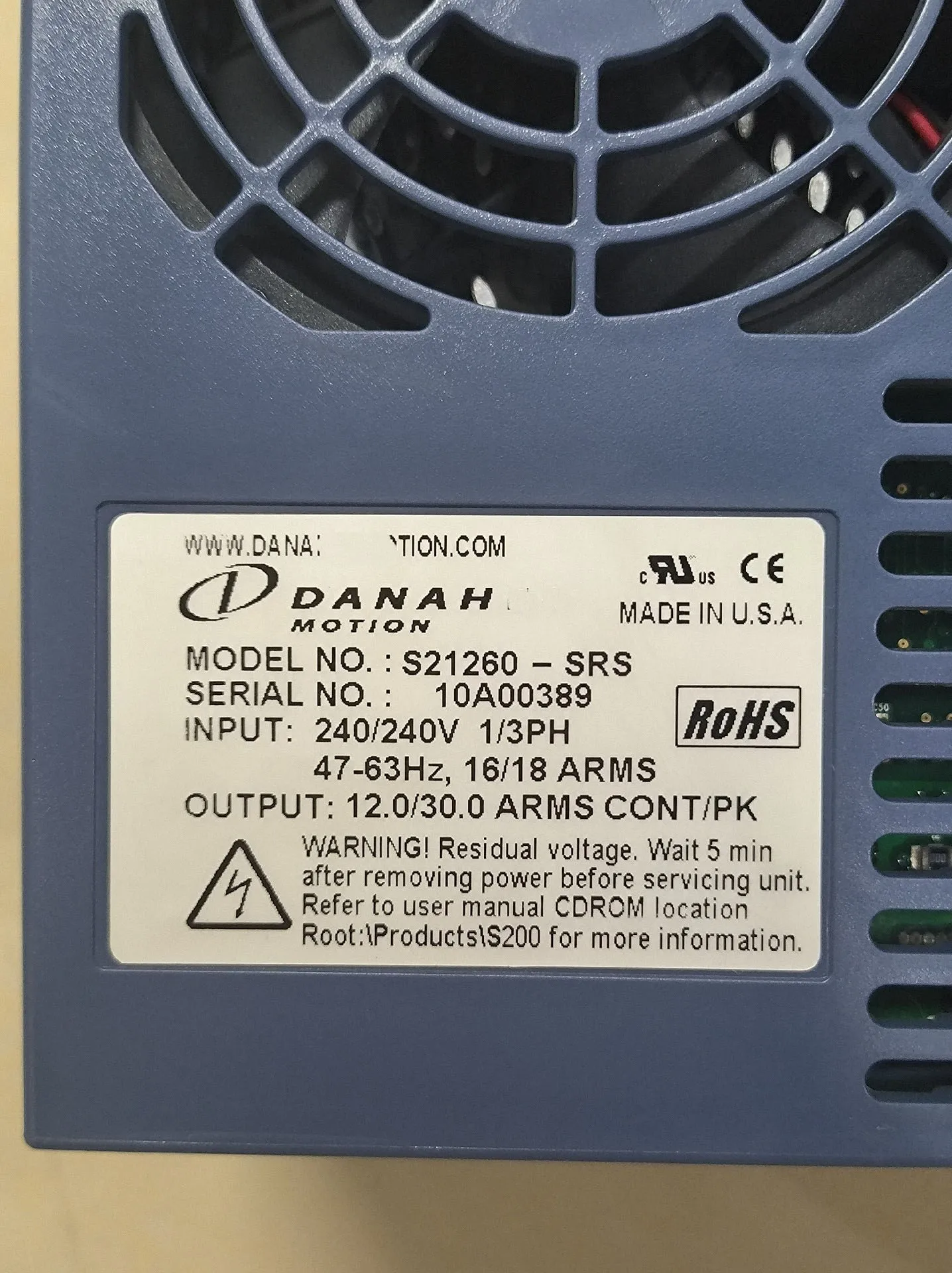 Servo Drive S21260-SRS para Danaher S21260-SRS