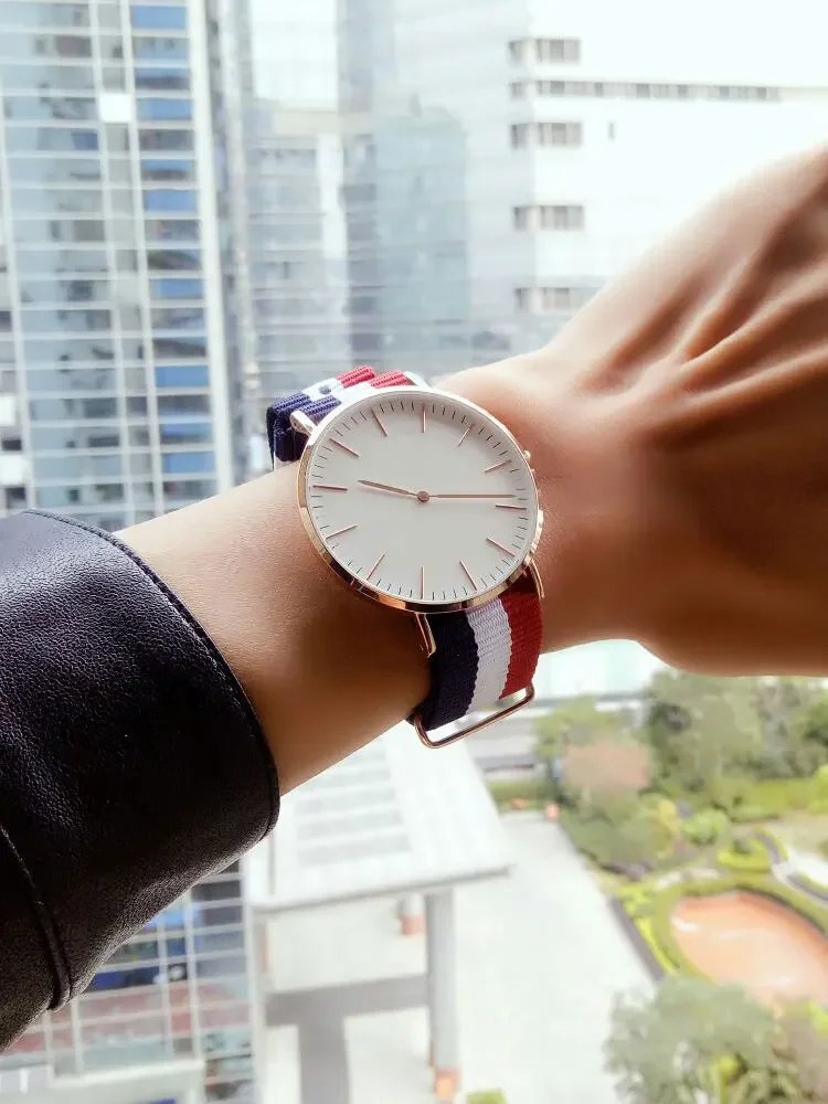 ل DW النايلون حزام الساعات دانيال الرجال النساء الأصلي قماش ويلينغتون المونتاج متعدد الألوان 16 18 20 مللي متر 22 مللي متر استبدال المعصم مقاوم للماء