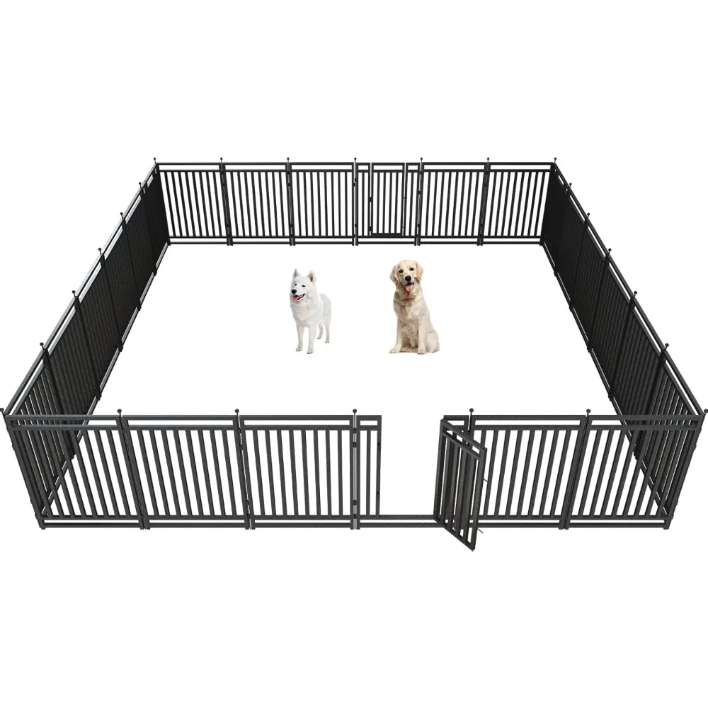 

Large Dog Kennel Outdoor Dogs Enclosure House Pen 40" Height 24 Panels Anti-Rust Dog Cage Heavy Duty Metal Dogs Playpen