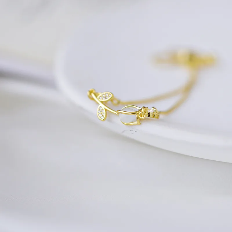 New Korean Exquisite Tulip Flower Bracelets For Women Luxury Cute Lily of the Valley Beaded Bracelet Wedding Party Jewelry Gifts