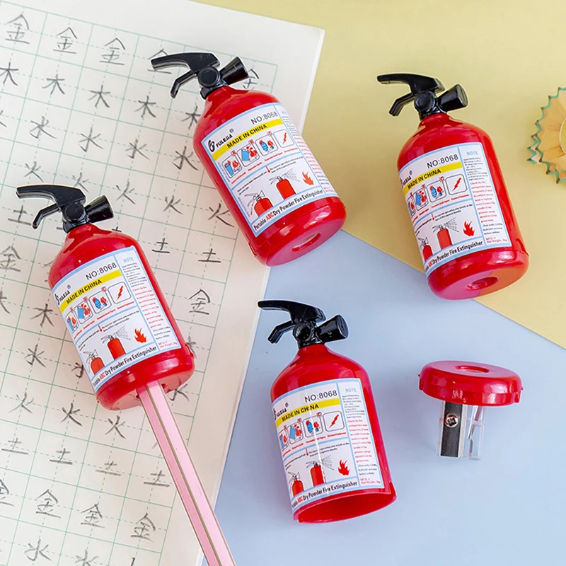 Creative Fire Extinguisher Shape Pencil Sharpener Single Hole Cutter Student Stationery School Supplies For Kids Prizes Gifts