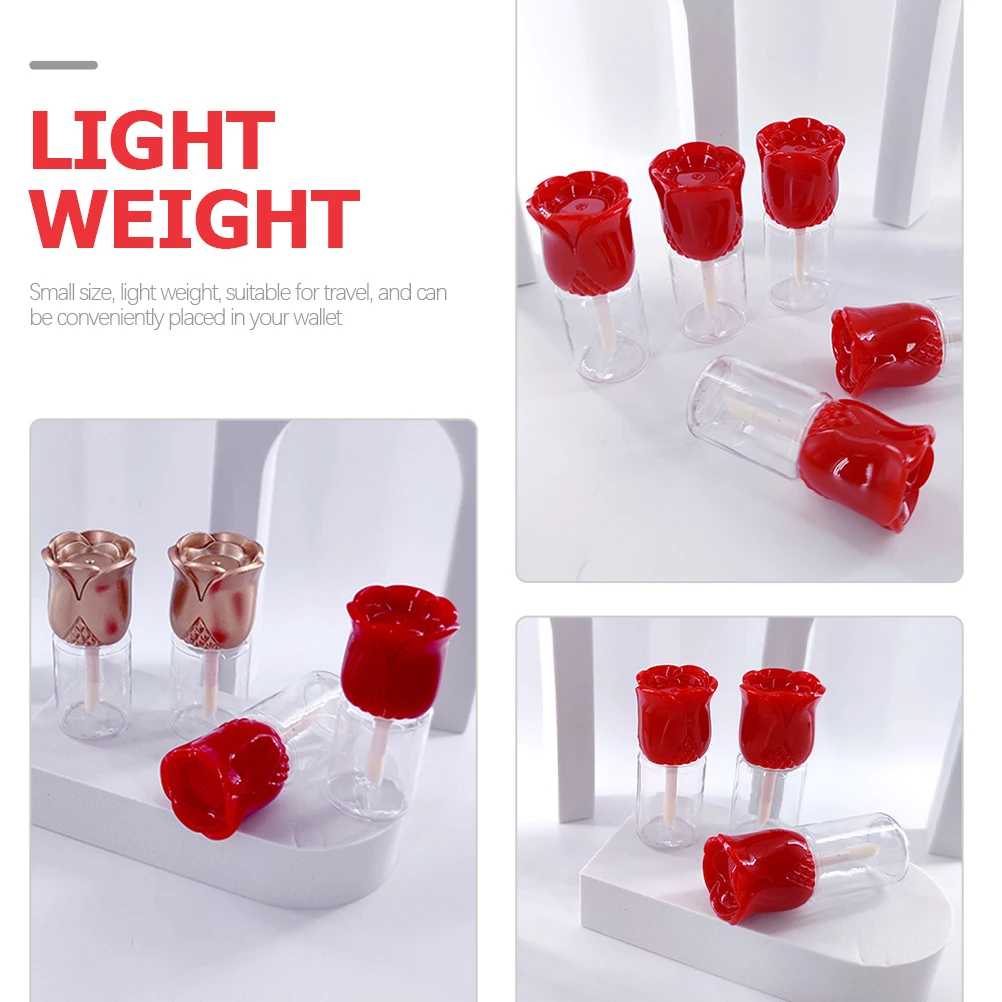 

6 Pcs Clear Refillable Lip Gloss Tubes Small Bottles Travel Size DIY Flower Shape Transparent Balm Storage