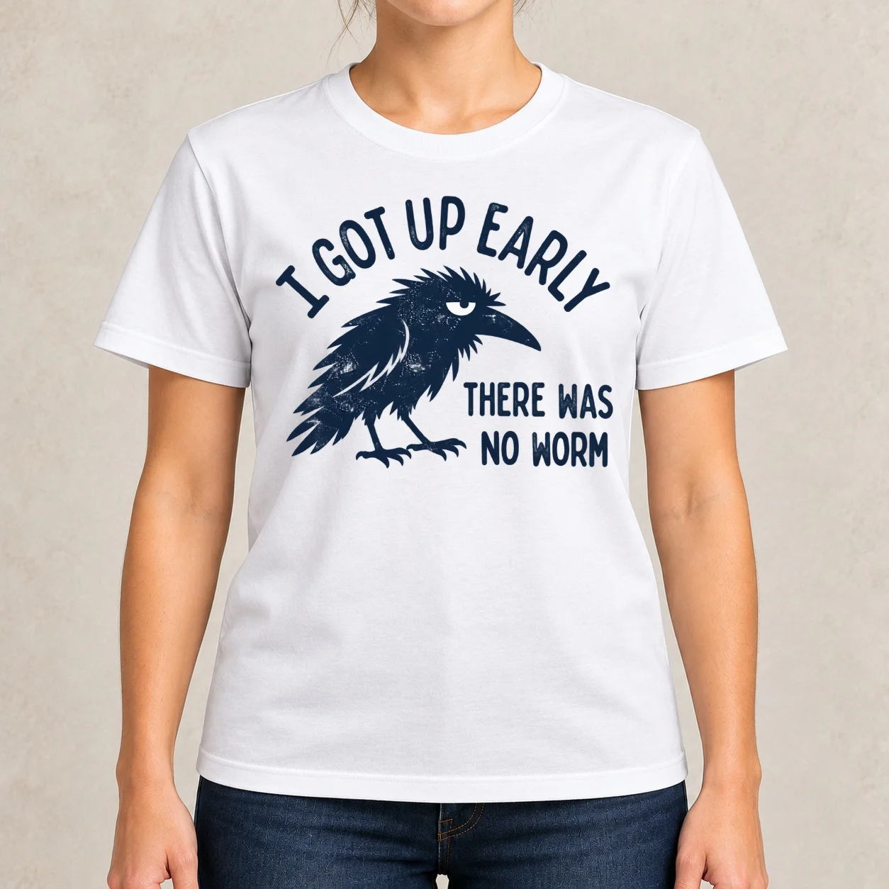 I Got Up Early There was No Worm Grumpy Crow Classic Women T-Shirt female anime clothes plus size t shirts for Women loose fit