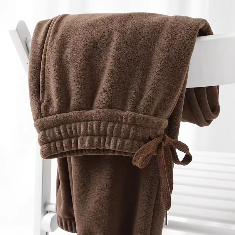 

Мужские повседневные брюки свободного кроя с двойной подкладкой из терилена, теплые зимние спортивные штаны для активного отдыха, с эластичным поясом