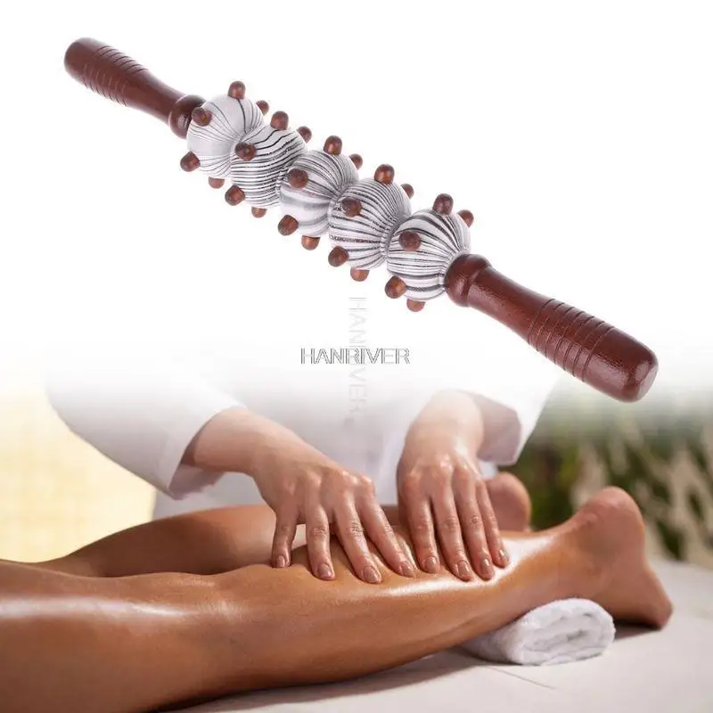 

1PCS Wood Massage Stick Roller Massager tool Reflexology Hand Foot Therapy full