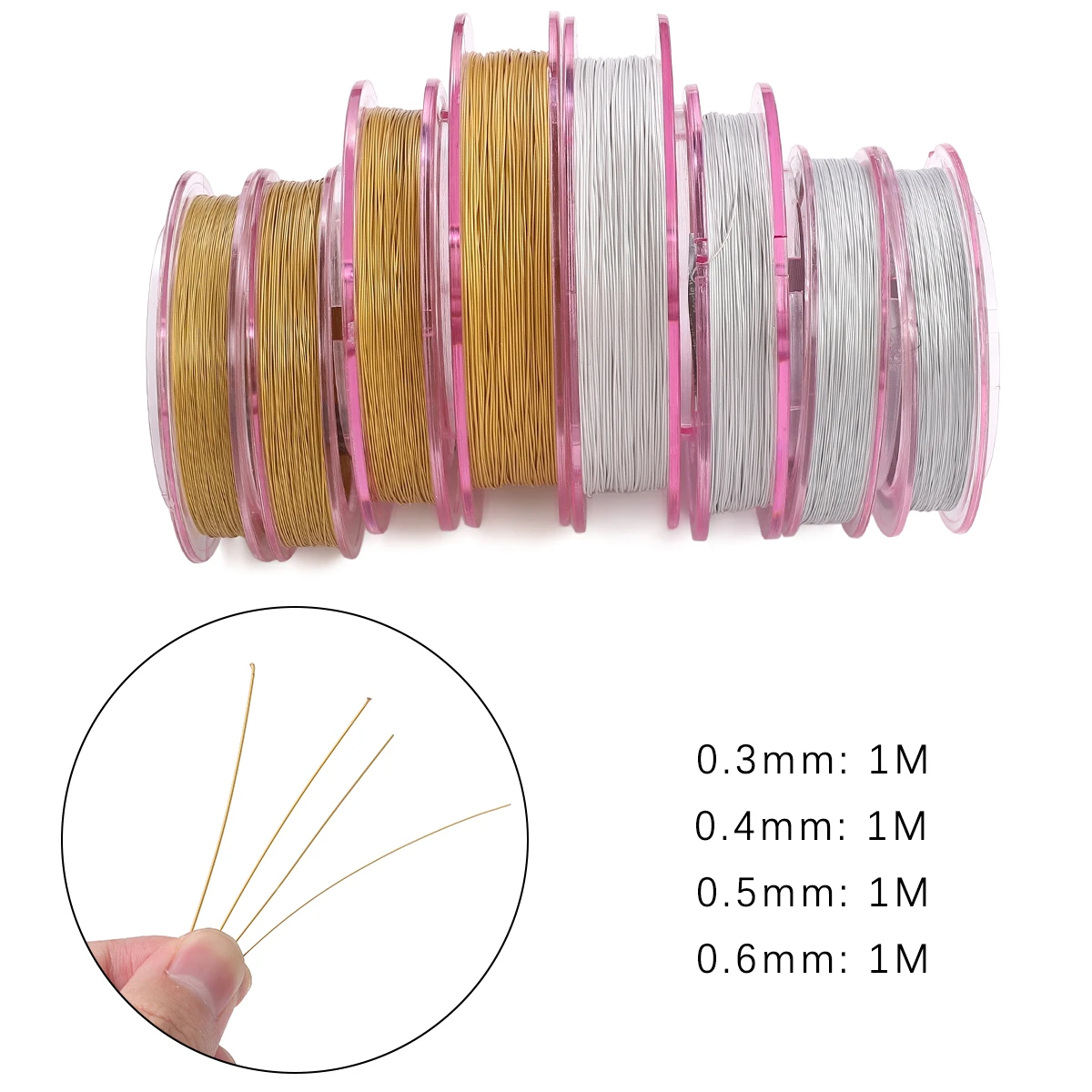 1M 0.3/0.4/0.5/0.6mm złoto/srebro miękka stal drut 7 nici biżuteria linia dla naszyjnik bransoletka DIY akcesoria do wyrobu biżuterii