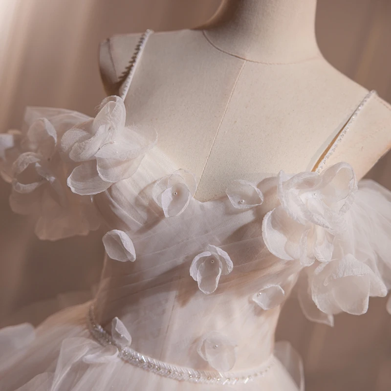 AnXin SH princesa encaje blanco correa de espagueti sin mangas rebordear rosa flor cristal encaje hasta vestido de fiesta vestido de noche personalizado