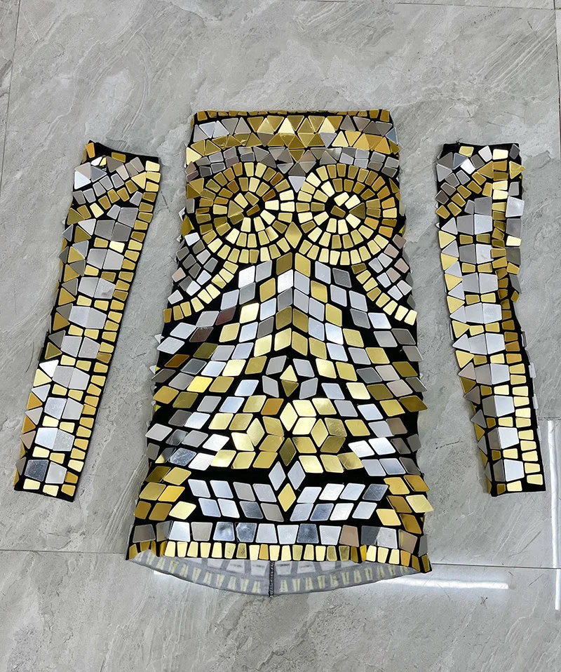 Design Tube Top Sequins Механическое вечернее платье Stage Performance Talent Model Catwalk Star Red Carpet Live Broadcast 이브닝 파티드레스