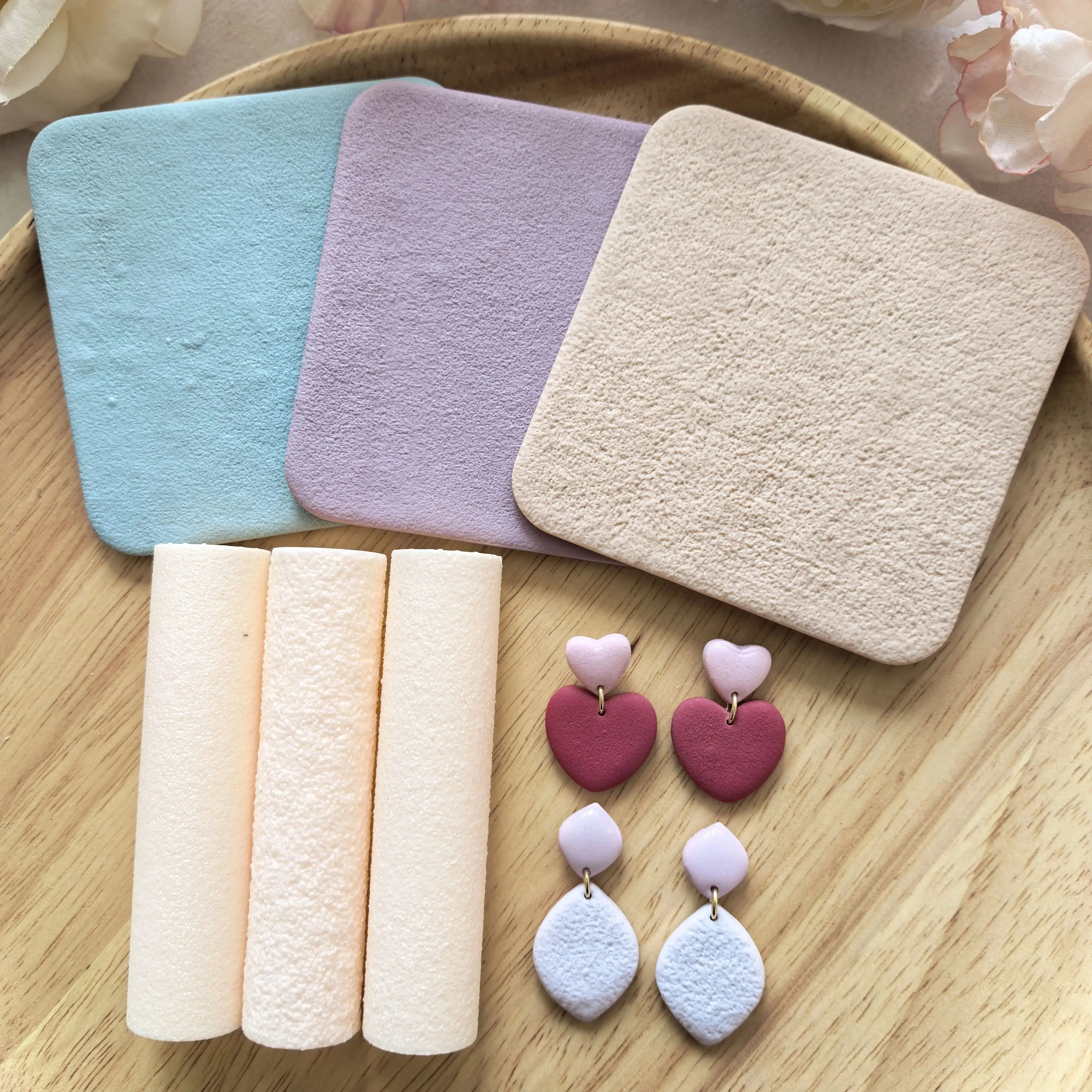 1 Set Soft Pottery Earring Polymer Clay Texture Roller, Seamless Cutter Tool for Clay Crafting, Durable Plastic Material, Claycu