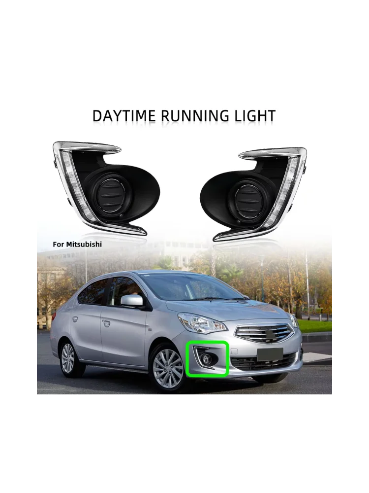 Światła przeciwmgielne przedniego zderzaka do Mitsubishi Attrage Mirage G4 2012-2017, reflektor, lampa przeciwmgielna, kierunkowskaz, światła do jazdy dziennej, części — zdjęcie 2