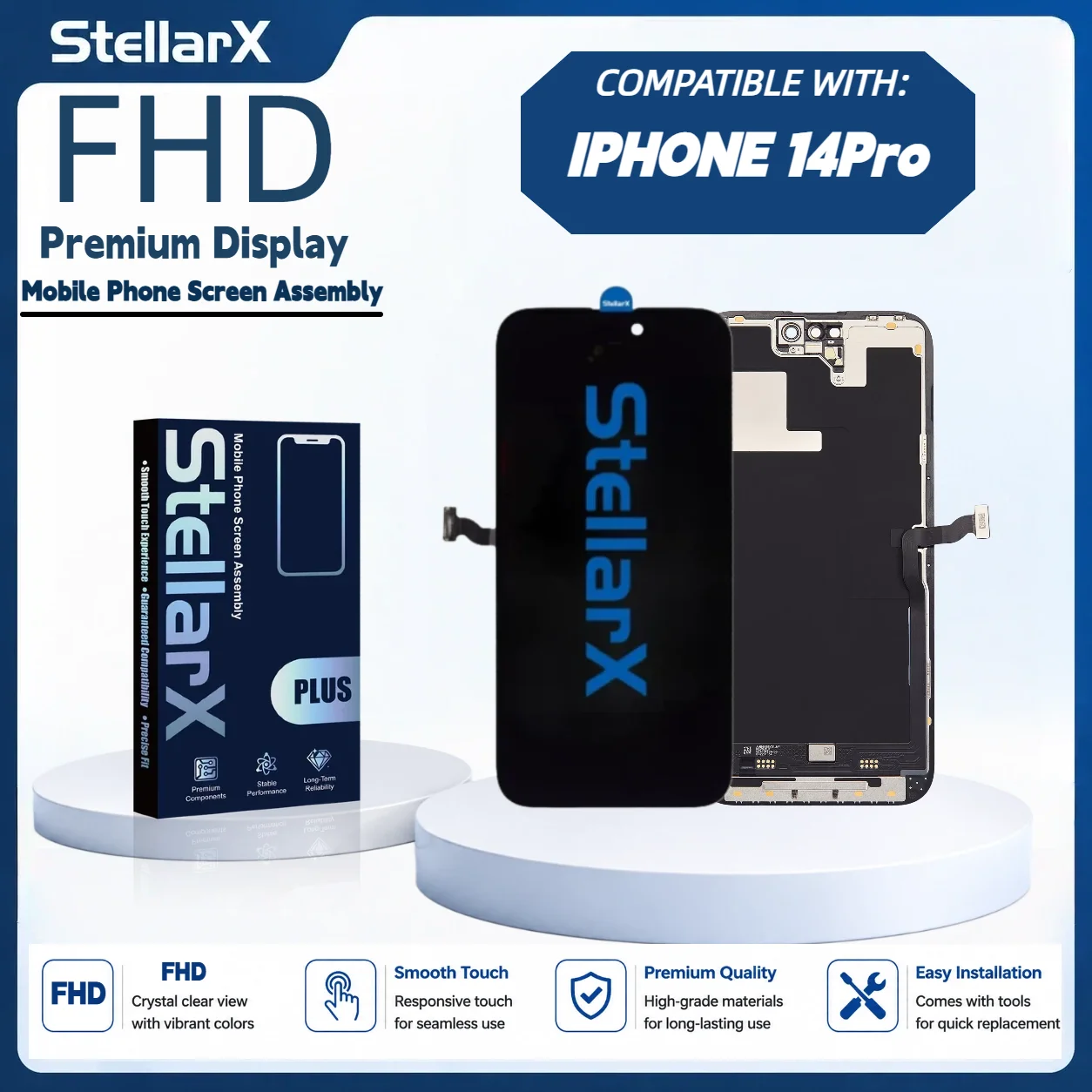 StellarX Display For iPhone FHD High Color Gamut For iPhone14Pro Screen Replacement Ultra-bright Wide Viewing Angles Vivid Clear