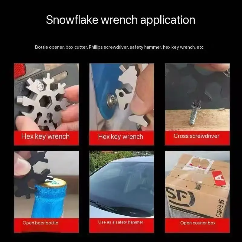متعددة الوظائف ندفة الثلج وجع المفاتيح المحمولة سداسية سميكة الكربون الصلب مثمنة أداة مفتاح ربط صغيرة عالمية