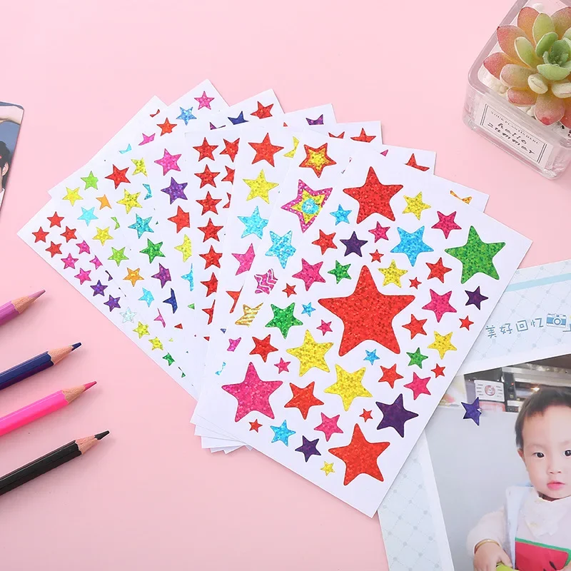 Estrela adesivos para escola recompensa comportamento gráfico, decoração artesanal clip art infantil, 10 folhas