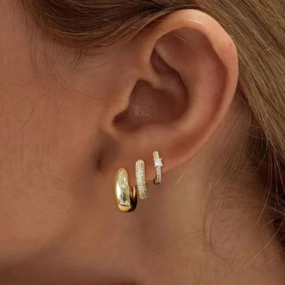 Charm Gold Plated Mini CZ Zircon Hoop Earrings for Women Stackable Cartilage Piercing Hoops Huggie Earclips Jewelry Girls Gift