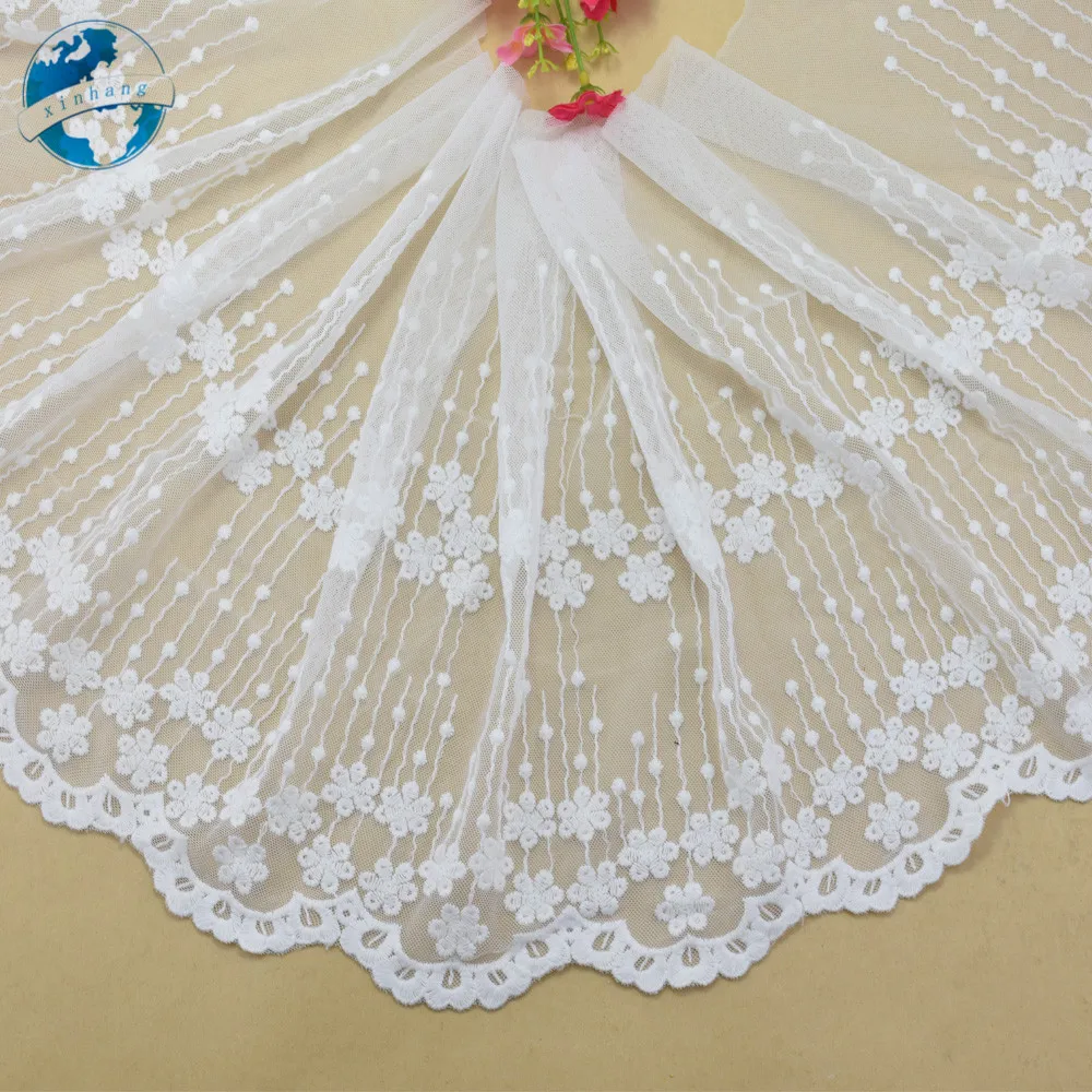 Cinta de encaje francés con bordado de algodón blanco de gran ancho, tela de guipur, adornos de bricolaje, accesorios de costura de punto de