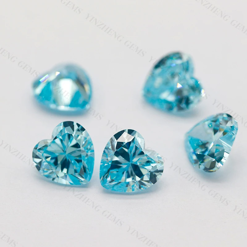 AAAAA Cubic Zirconia Heart Shape Aquamarine Colour Synthetic For Jewelry Making Rings Earring  Loose Gemstones