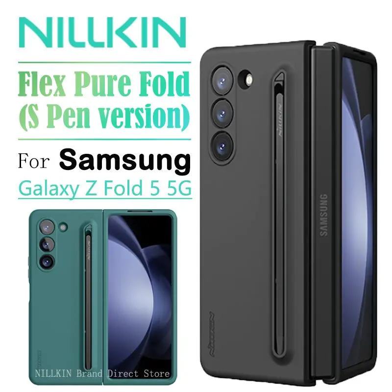 For Samsung Galaxy Z Fold 6 5G Case With Pen Holder Nillkin Flex Pure Fold Case AntiFall Silicone Cover Built-in Stylus Pen Slot