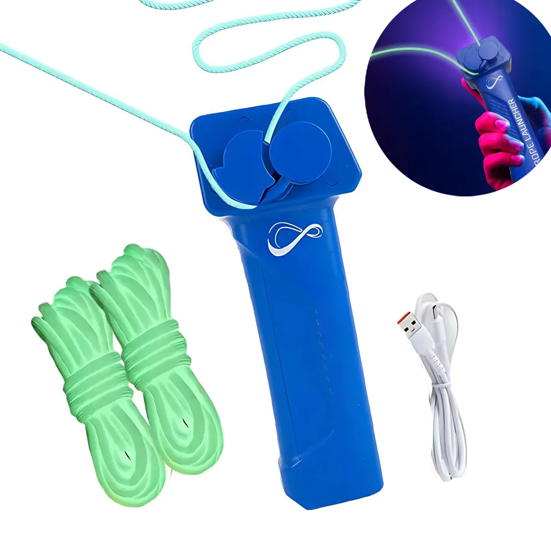 String Rope Launcher Fidget Toy Loop Rope Glow in The Dark USB Electric String Rope Launcher Handheld String Cool Toy Gift