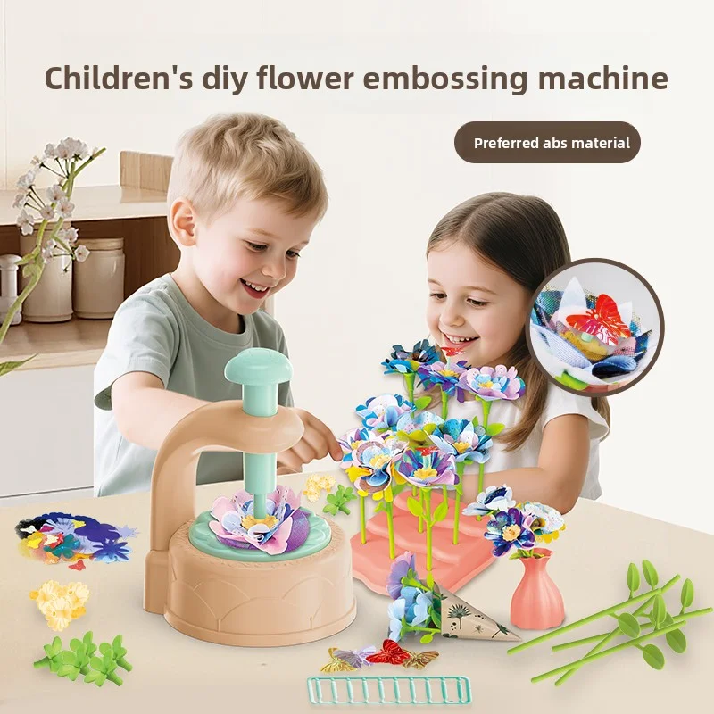 Kids Flower Craft Kit with Press Machine Art Craft Toys for Children Gift