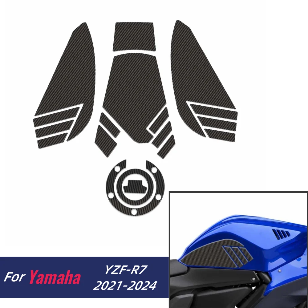 For Yamaha YZF R7 YZF-R7 2021-2024 YZFR7 Tank Traction Side Pad Gas Fuel Knee Grip Decal Motorcycle Sticker Accessories