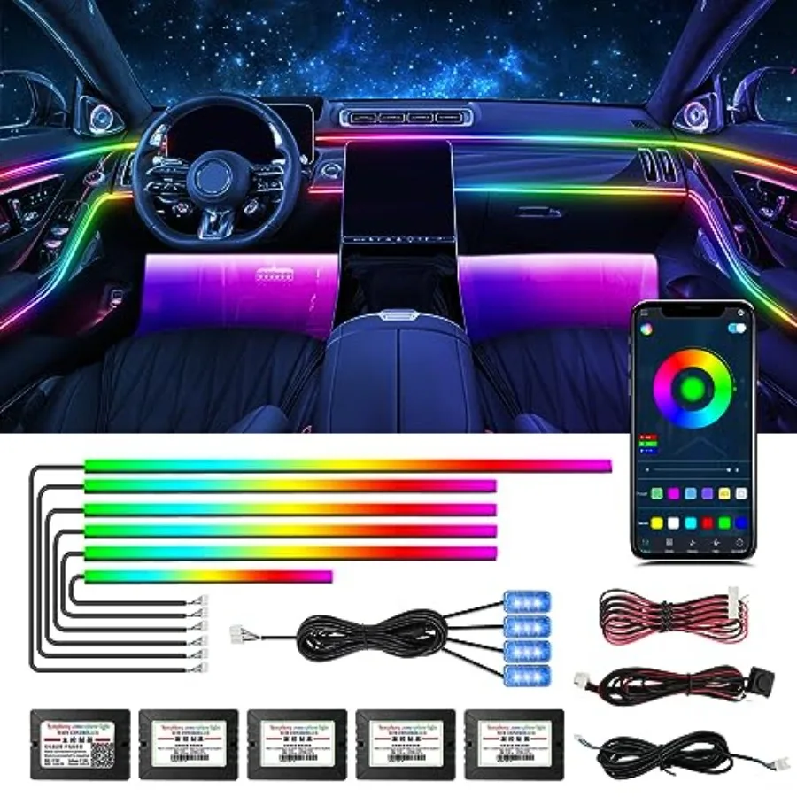 

【Spot goods】Dreamcolor Acrylic Interior Lights 10 in 1 LED Strip Lights with APP Control and 213 Color Modes Car Accessories De