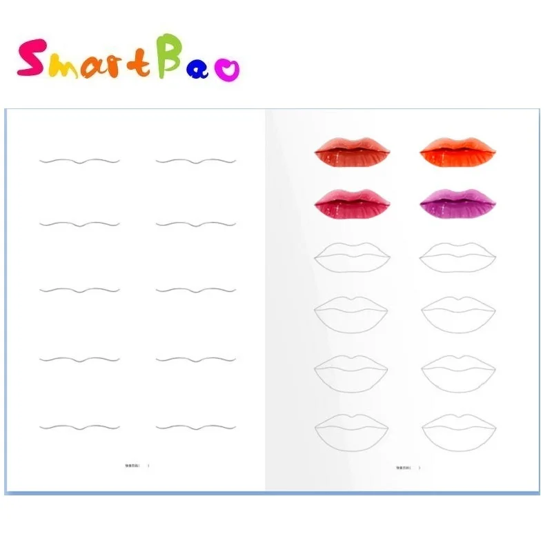 Smartbao Facechart Eyebrows Beauty Cosmetics  Face Charts Drawing Lip Eye Brow In One Book, A4 Szie, 30 Sheets Paper