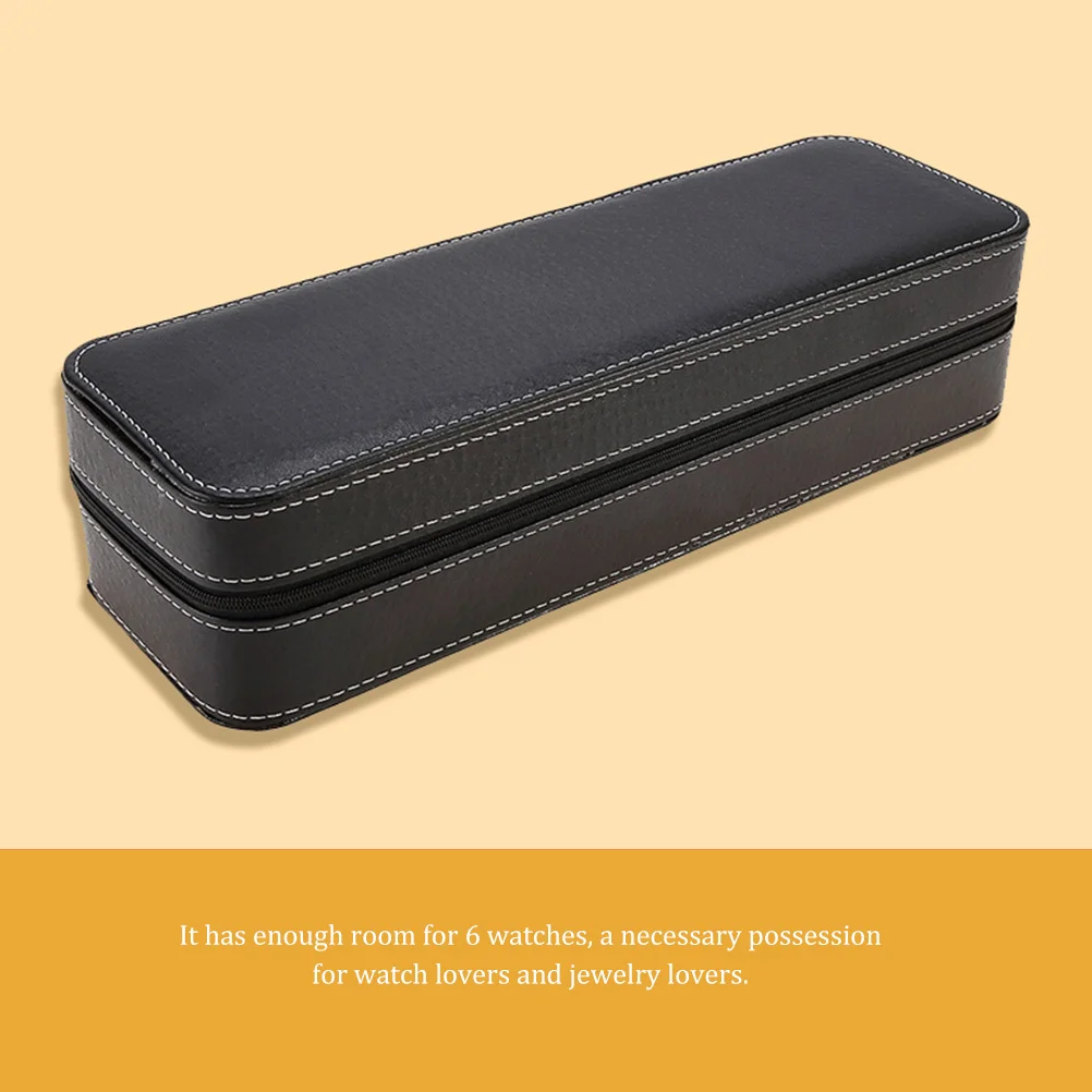 Mallette de rangement de montre à 6 fentes, fermeture à glissière Portable, organisateur de montre, boîte de rangement de bijoux, boîte de transport de voyage, étui à bijoux
