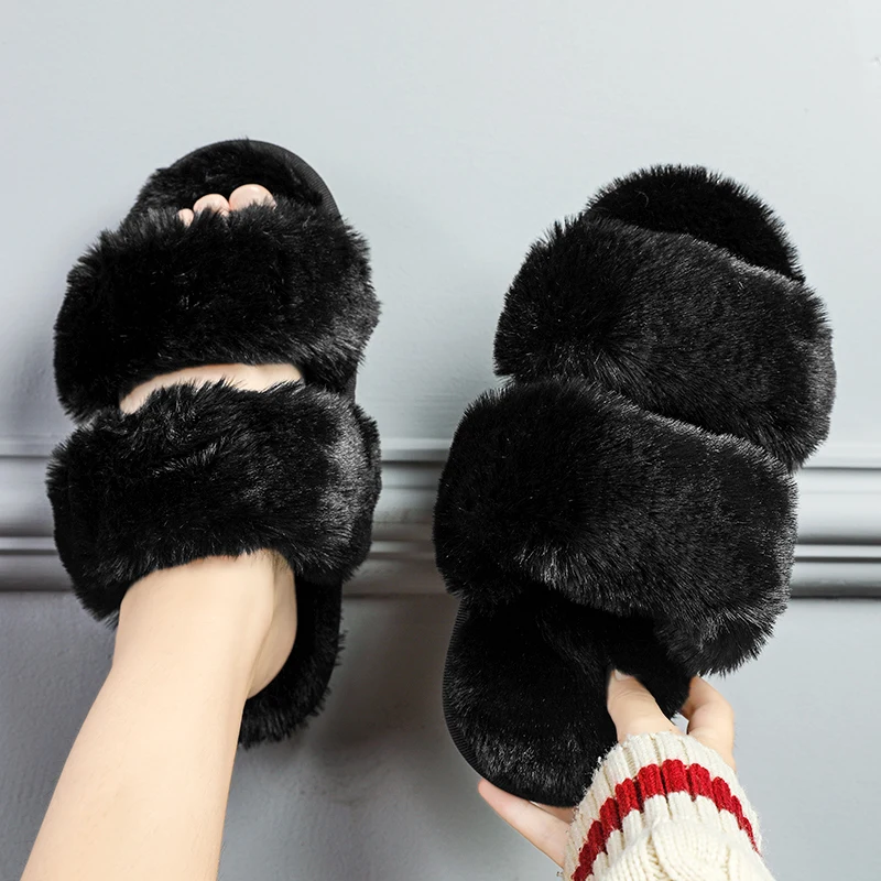 Mens Women Leopard Plush Winter Luxury Designer Fur Slippers For Home Men Warm Indoor Beadroom Slides Flip Flops Casual Shoes