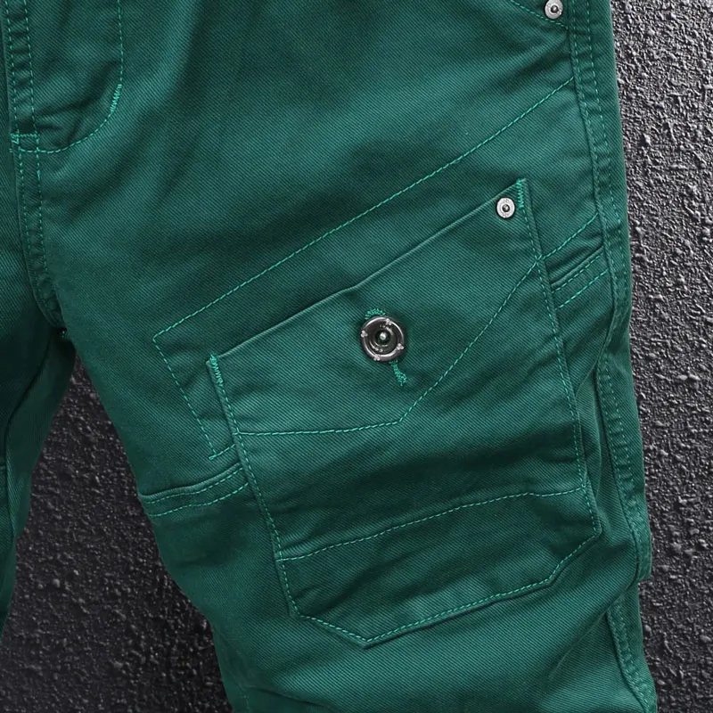 

Street Designer Fashion Men Jeans Multi Pockets Stretch Slim Fit Casual Cargo Pants Hombre Y2K Spliced Hip Hop Pants Men