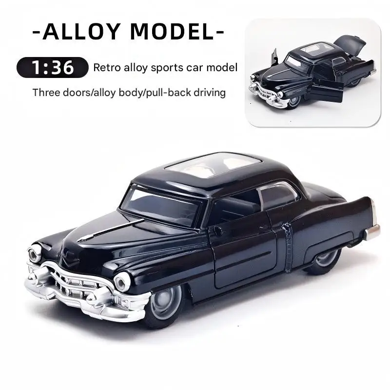 سيارة دقيقة من سبيكة سوداء - موديل سيارة أنيق مع باب مفتوح وسحب للخلف، بلاستيك/معدن متين، لا يتطلب بطارية