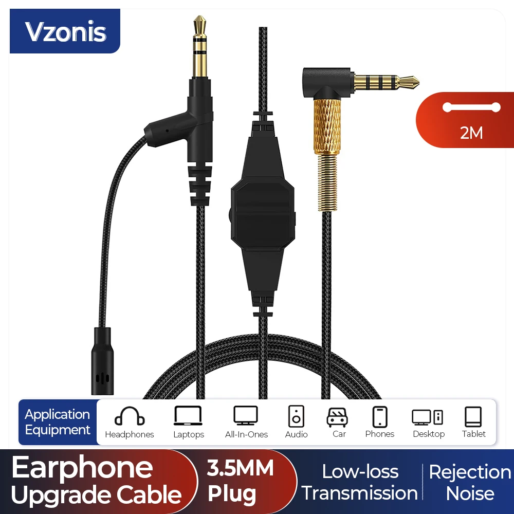 Wholesale Brand Headset Cable For V-MODA Computer Gaming And Esports Headset 3.5mm Aux Headphone Cable with Control