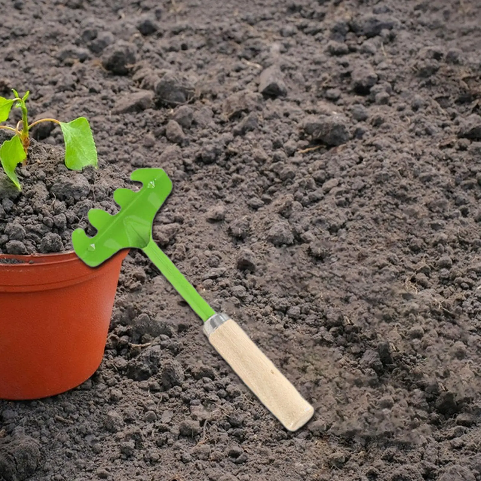 

Mini Garden Tool Wooden Handle Small Beach Snow Field Toys Kids Rake with Wood Handle Hand Tool for Digging Planting Loose Soil