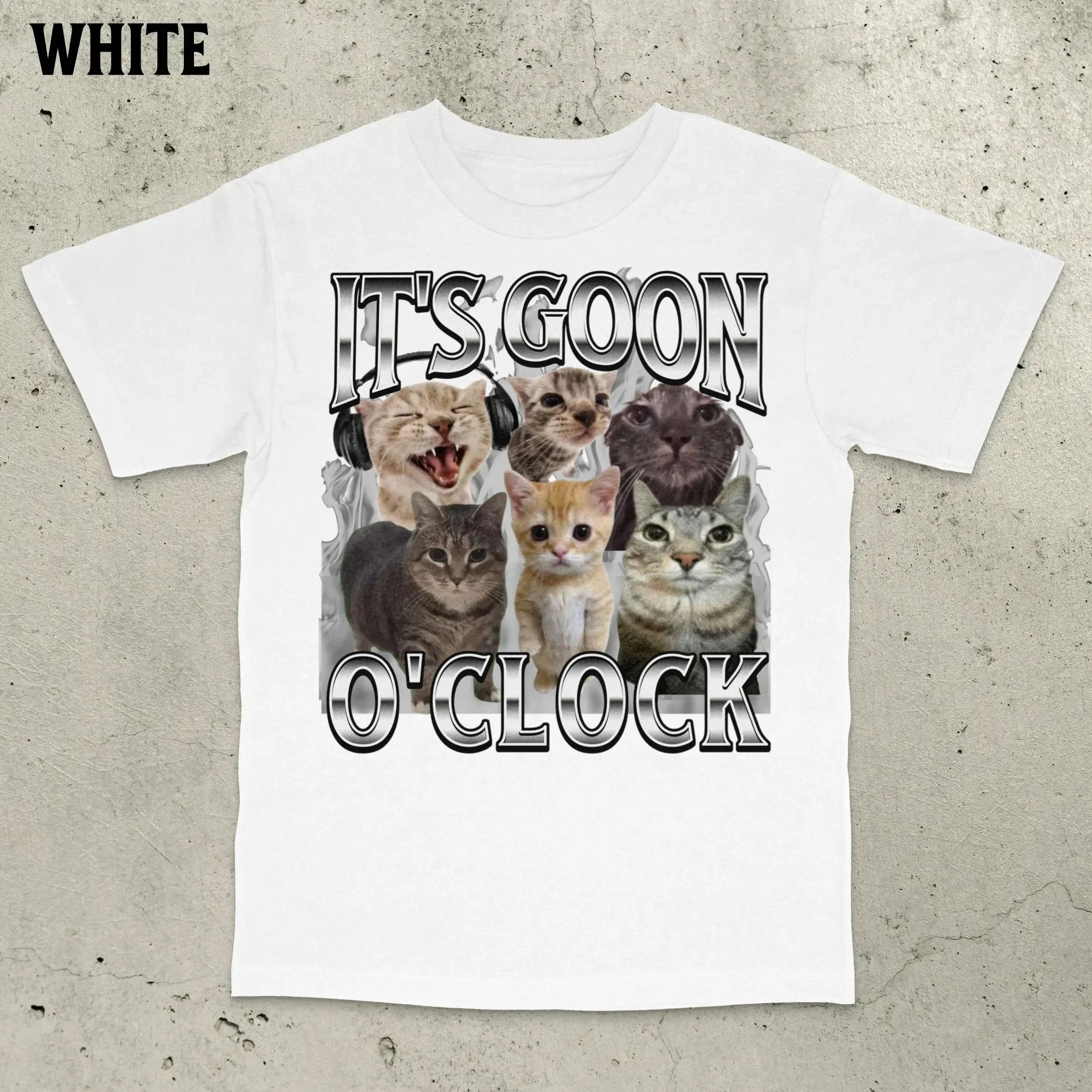 It's Goon O'Clock Cat Funny Cat T-Shirt Ironic Cat Shirt Gen Z Gooning Goon Never GoonUnhinged Weird Tee Men Clothing