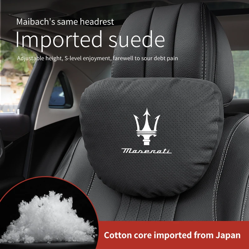 

Car Headrest Neck Support Seat Waist Cushion Pillow Maserati Levante Ghibli Grecale Coupe Quattroporte GranTurismo MC20 Spyder