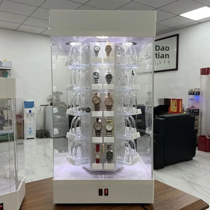 Rotatable Watch Holder with Lock Large Capacity Watch Holders Vertical Movable Watches Rack Luxury Watches Display Cabinet