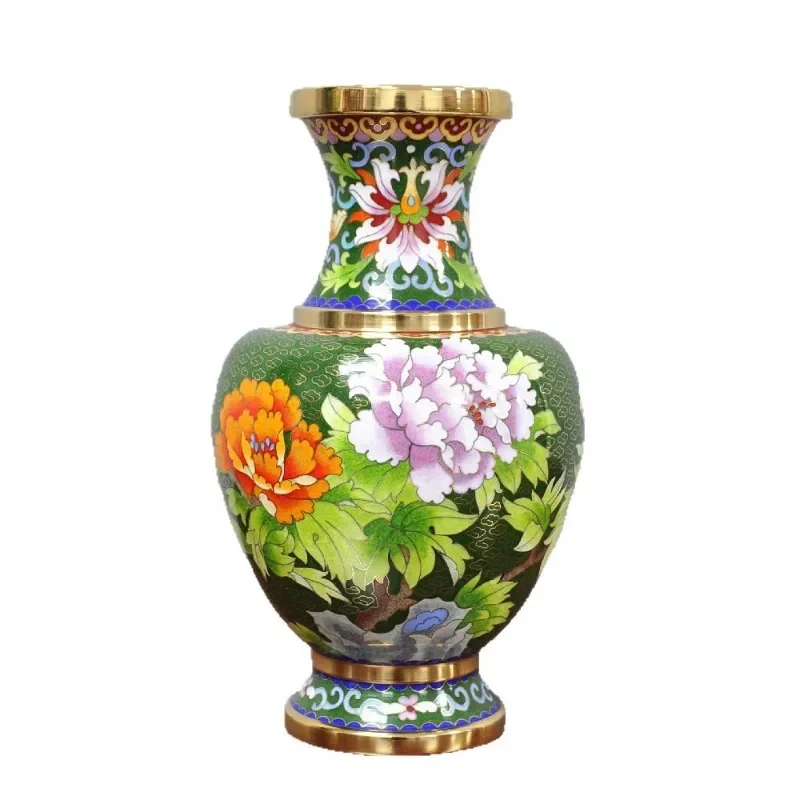 Blue vase rich Ruyi copper tire silk enamel vase ornament living room