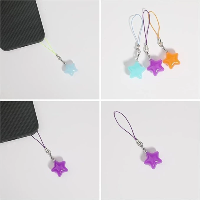 Colorful Five-Pointed Star Tassels Charm Pendants Color Lanyard Keychain Tags