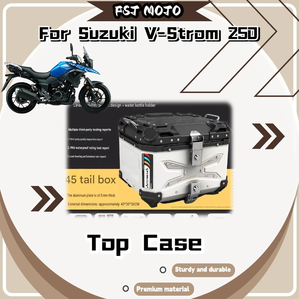 For Suzuki DL250 V‑Strom 250 Motorcycle Aluminum Top Box Anti‑Impact Hard Shell Secure Lock Long‑Distance Riding Storage Case