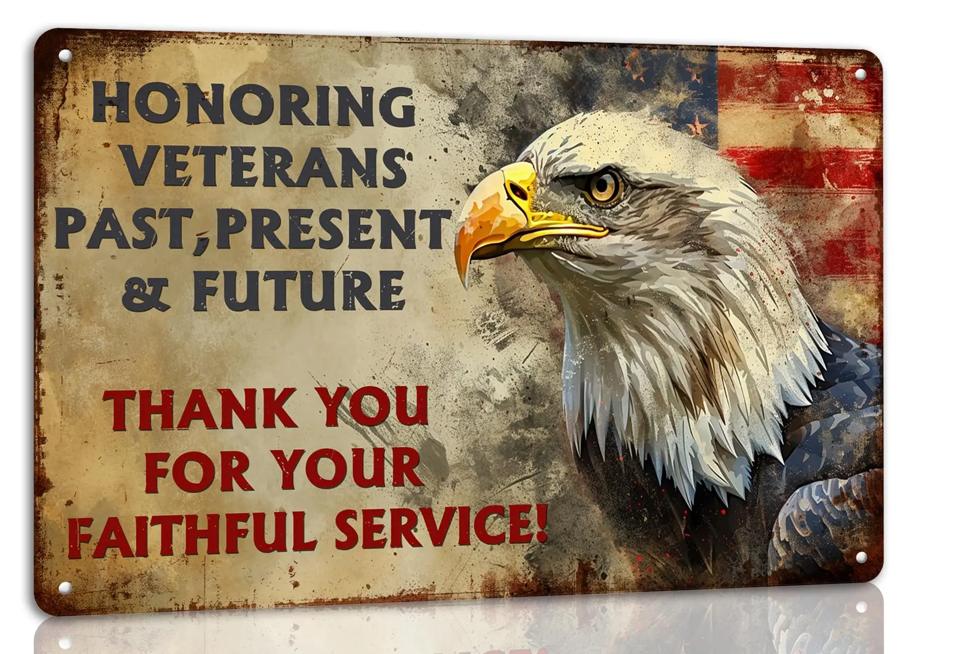 Honoring Veterans Past Present & Future Thank You for Your Faithful Service Metal Tin Sign Vintage Veterans Poster Memorial