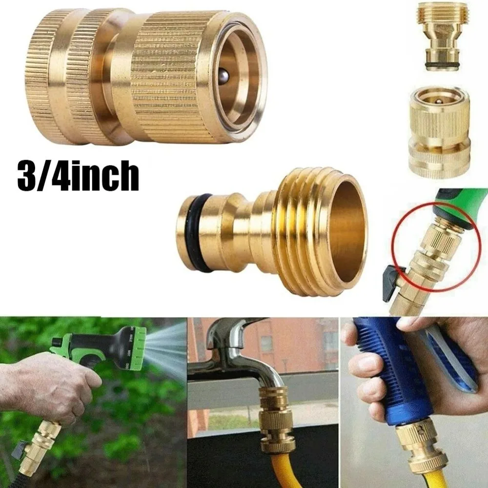 3/4 Inch Thread Quick Connector Female/MaleThread Brass Brass Quick Connector US/EU Standard Leak-Proof Garden Hose Connector