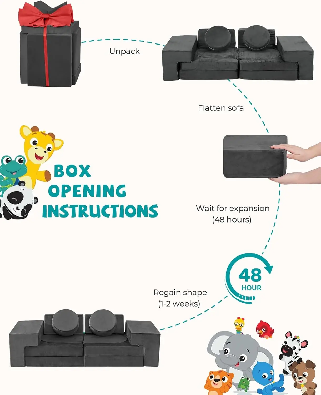 Divano da gioco modulare per bambini, K12 320+divano da gioco convertibile in schiuma fai-da-te per ragazzi e ragazze, versatile divano da gioco per bambini Building Fort, Chil