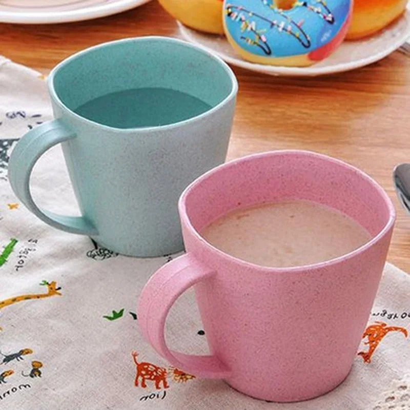 HealthNordic Style Plastic Tea Cups Eco-Friendly Wheat Straw Cup Coffee Tea Milk Drink Cup Toothbrush Cup Bathroom 201ml-300ml