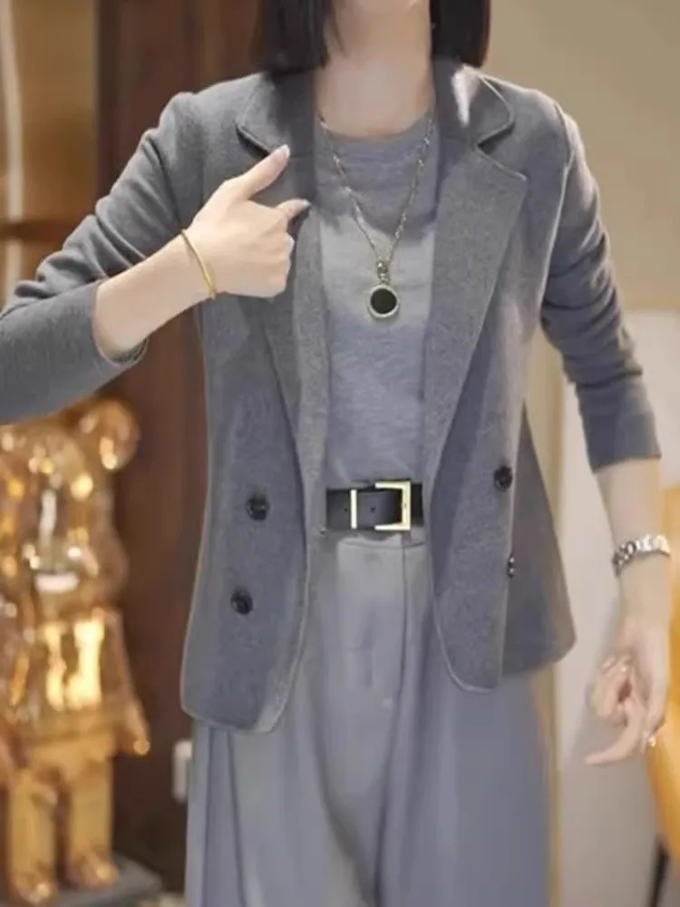 

Early Autumn New Sle Ele High-End Light Maturi Design Four Button ort Commute Outerwear Top Korean Version Long Sve