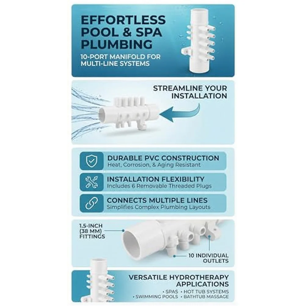 Bubble Jet Fitting 10-port Spa Air Blower User-friendly Installation Efficient Air Flow System Spa Air For Ultimate Relaxation