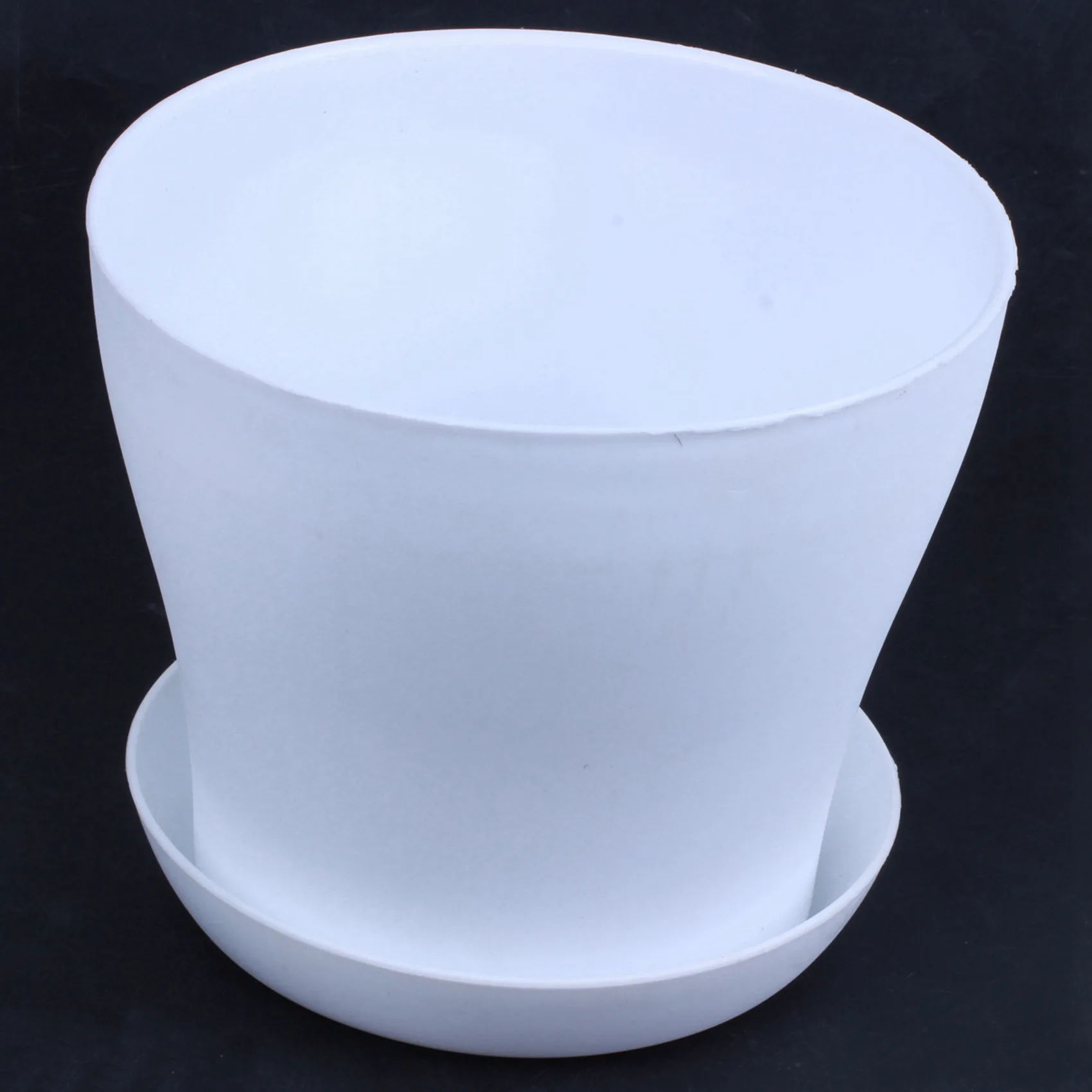 Y51A-2X Plastic Plant Flower Pot Planter With Saucer Tray Round Gloss White Upper Caliber -, 17Cm / 6.69 Inch