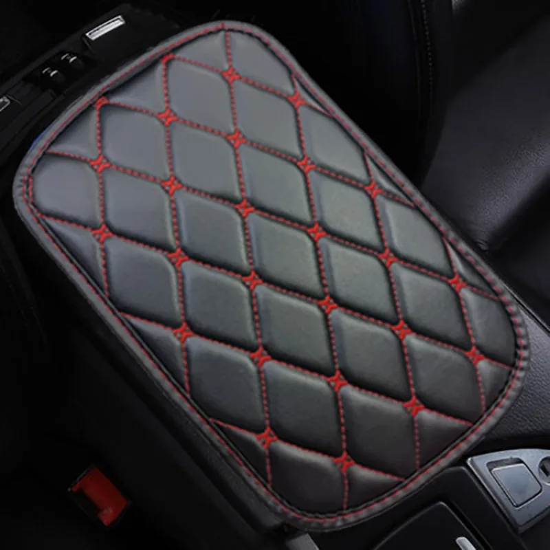 Embroidered Leather Car Armrest Box Mat All Seasons Car Interior Decoration Car Armrest Box Protective Mat