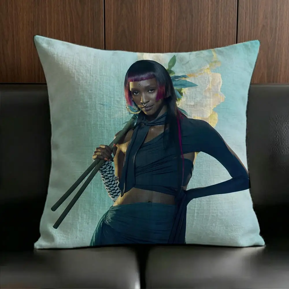 Celebrity Singer L-LousY-Yakuza Cushion Cover Anti-dustmite Pillowcase Invisible zipper silky short plush Sofa cushion cover