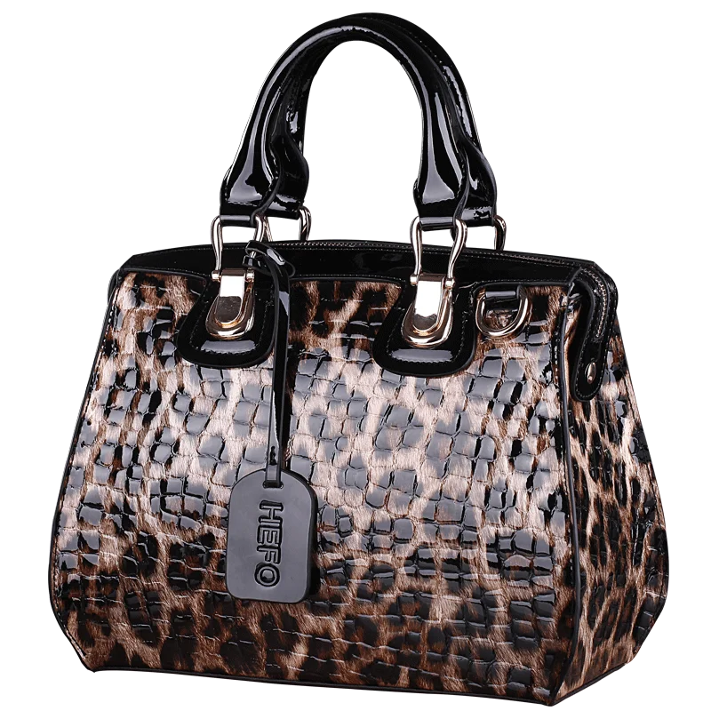 Leopard Women\'s Bag Shaping Leather Bag Handbag Women\'s Pure Cow Leather Bag Portable Shoulder Crossbody Three-Purpose Hard Bag