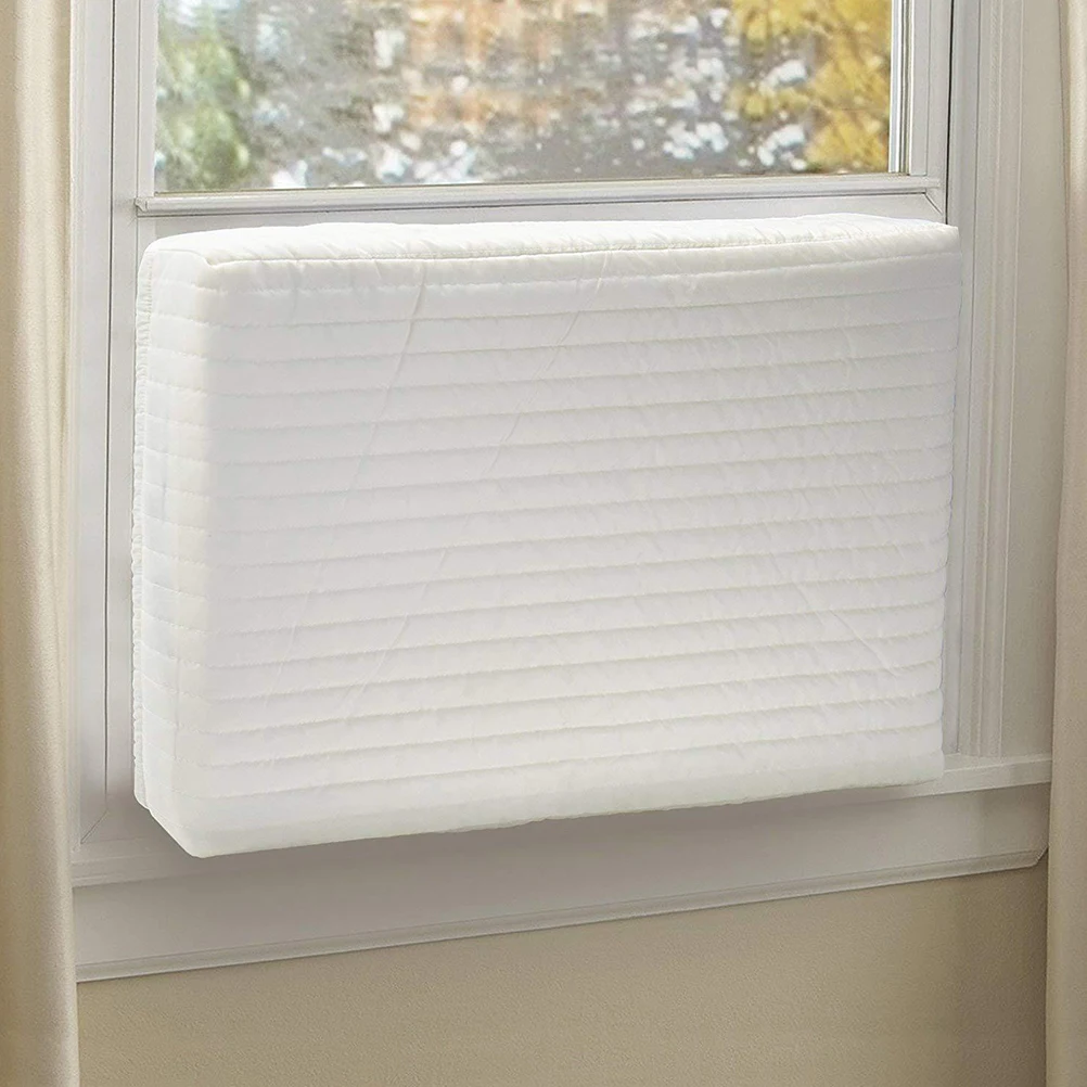 Cubierta de aire acondicionado de doble aislamiento, ventana interior Beige, unidad montada en la pared, bloqueador de desechos de viento de tiro frío para la vida en el hogar