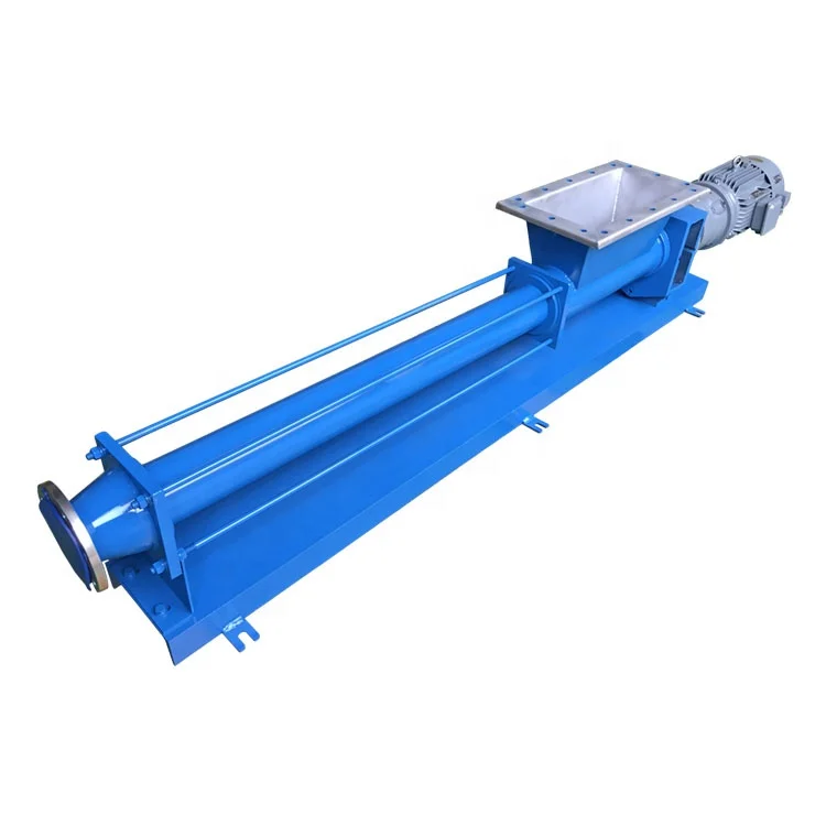 NETZSCH/NEMO type NM053SF04S24V 304 SS feed single progressive cavity screw pump with hopper and propeller for sludge transfer